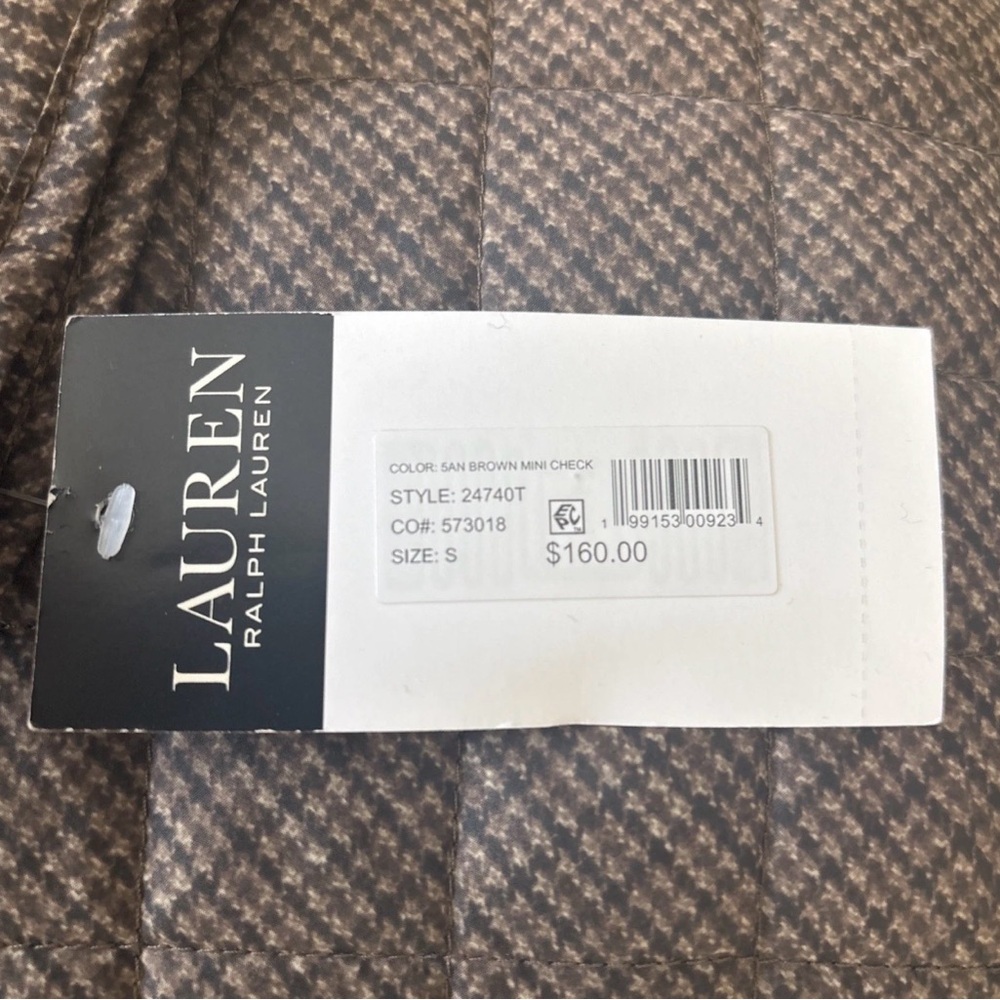 Lauren Ralph Lauren Quilted San Brown Mini Check Jacket NWT - Picture 4 of 15